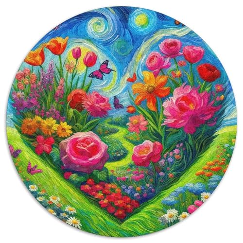 Liebe Blumen 1000 Teile Circular Puzzles Erwachsene Und Kinder, Schwieriges Großes Pädagogisches Verringerter Druck Rundes Für Erwachsene Geschenke Für Mama, 1000pcs (67.5x67.5cm) von GKWEQPQWK