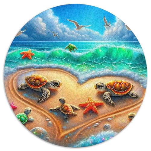 Meeresschildkröte, runde Puzzles für Kinder und Erwachsene, Lernspiele, einzigartige Form, Geschenk für einzigartige Herausforderungsspiele, 1000 Teile (67,5 x 67,5 cm) von GKWEQPQWK