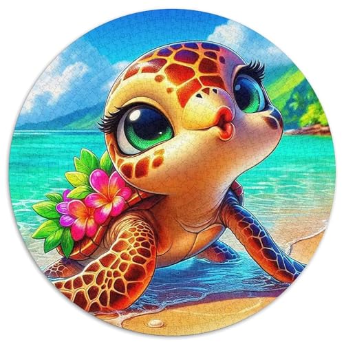Meeresschildkröte, runde Puzzles für Kinder und Erwachsene, einzigartige Form, unmöglich für einzigartige Herausforderungsspiele, 1000 Teile (67,5 x 67,5 cm) von GKWEQPQWK