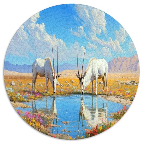 Mongolische Gazelle 1000 Teile Circular Puzzles Für Erwachsene Kinder Schwieriges Großes Pädagogisches Verringerter Druck Stressfreisetzung Spielzeug Geschenke Für Mama, 1000pcs (67.5x67.5cm) von GKWEQPQWK