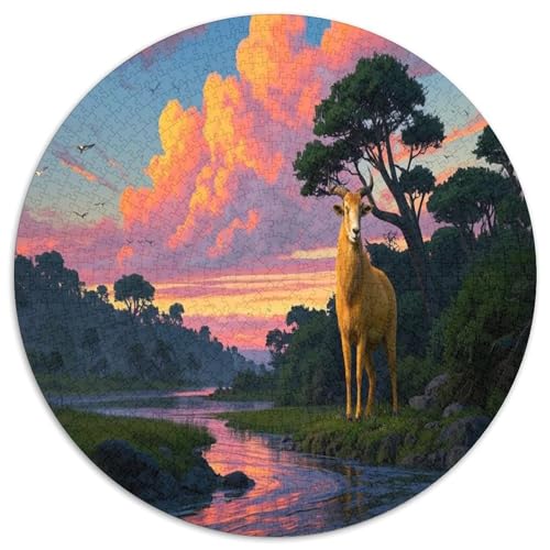 Mongolische Gazelle 1000 Teile Circular Puzzles Stressabbau-Spielzeugfür Erwachsene Kinder Schwieriges Unmögliches Für Stressfreisetzung Spielzeug Geschenke Für Mama, 1000pcs (67.5x67.5cm) von GKWEQPQWK