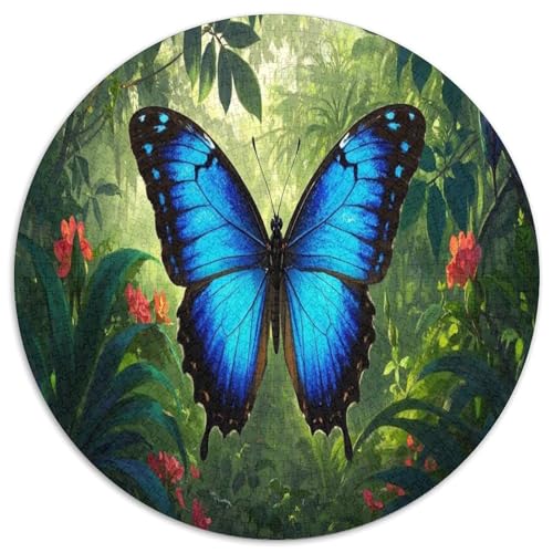 Morpho Schmetterling 1000 Teile Circular Puzzles Für Erwachsene Kinder - Schwer, Verringerter Druck Stressfreisetzung Spielzeug Geschenke Für Mama, 1000pcs (67.5x67.5cm) von GKWEQPQWK