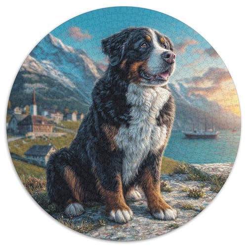 Netter Hund 1000 Teile Circular Puzzles Für Erwachsene Kinder - Schwer, Verringerter Druck Karton - Familien- Geschenke Für Mama, 1000pcs (67.5x67.5cm) von GKWEQPQWK