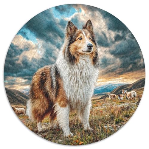 Netter Hund 1000 Teile Circular Puzzles Für Erwachsene Kinder - Schwer, Verringerter Druck Rundes Für Erwachsene Geschenke Für Mama, 1000pcs (67.5x67.5cm) von GKWEQPQWK