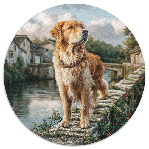 Netter Hund 1000 Teile Circular Puzzles Für Erwachsene Kinder Schwieriges Unmögliches Für Verringerter Druck Rundes Für Erwachsene Geschenke Für Mama, 1000pcs (67.5x67.5cm) von GKWEQPQWK