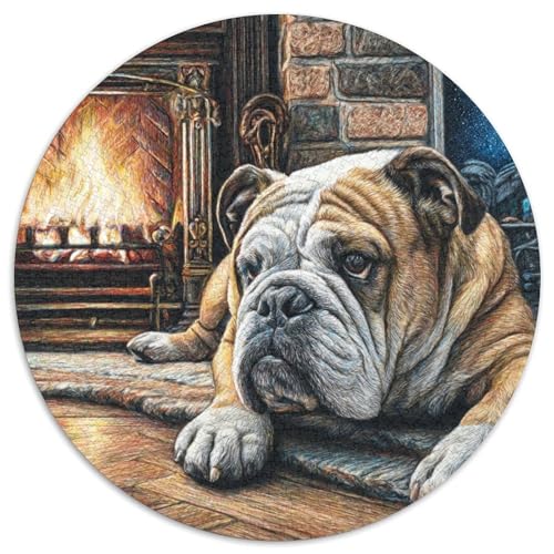 Netter Hund 1000 Teile Circular Puzzles Stressabbau-Spielzeugfür Erwachsene Kinder - Schwer, Rundes Für Erwachsene Geschenke Für Mama, 1000pcs (67.5x67.5cm) von GKWEQPQWK