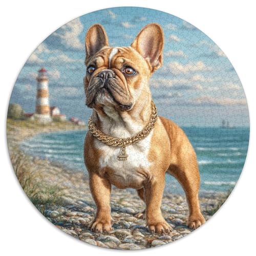 Niedlicher Haustierhund 1000 Teile Circular Puzzles Für Erwachsene Kinder Schwieriges Unmögliches Für Verringerter Druck Rundes Für Erwachsene Geschenke Für Mama, 1000pcs (67.5x67.5cm) von GKWEQPQWK
