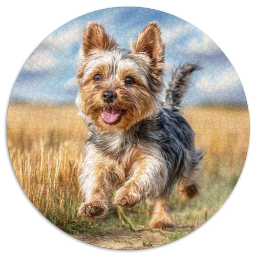 Niedlicher Haustierhund 1000 Teile Circular Puzzles Stressabbau-Spielzeug für Erwachsene Kinder Schwieriges Großes Pädagogisches Verringerter Druck Stressfreisetzung Geschenke Für Mama (67.5x6) von GKWEQPQWK