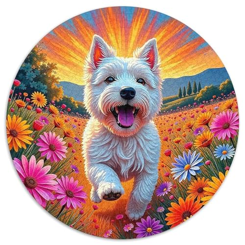 Niedlicher Hund, 1000 Teile, runde Puzzles für Kinder und Erwachsene, Lernspiele, einzigartige Form, Geschenk für kreatives Jugendliche und Erwachsene, 1000 Stück (67,5 x 67,5 cm) von GKWEQPQWK