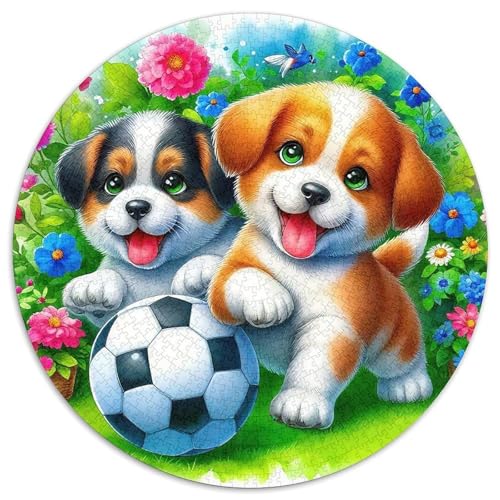Niedlicher Hund, 1000 Teile, runde Puzzles für Kinder und Erwachsene, Lernspiele, einzigartige Form und Heimdekoration, einzigartige Herausforderungsspiele, 1000 Teile (67,5 x 67,5 cm) von GKWEQPQWK