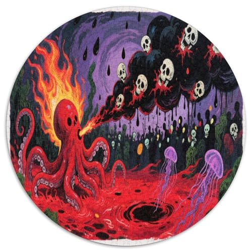 Octopus 1000 Teile Circular Puzzles Erwachsene Und Kinder, Schwer, Karton - Familien- Geschenke Für Mama, 1000pcs (67.5x67.5cm) von GKWEQPQWK
