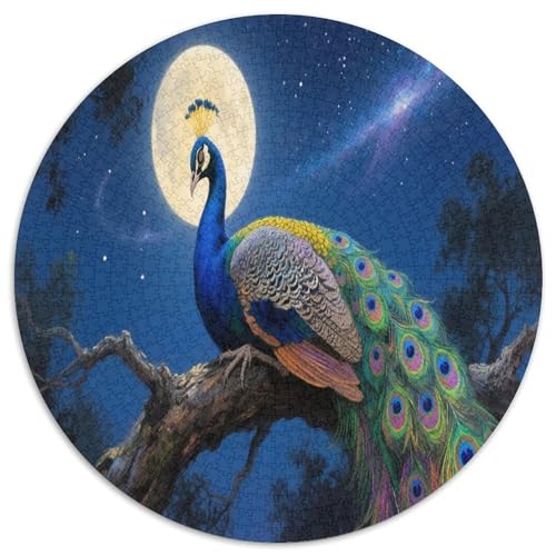 Pavo Real 1000 Teile Circular Puzzles Erwachsene Und Kinder, Schwer, Verringerter Druck Stressfreisetzung Spielzeug Geschenke Für Mama, 1000pcs (67.5x67.5cm) von GKWEQPQWK