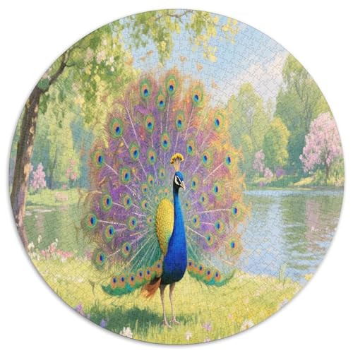 Pavo Real 1000 Teile Circular Puzzles Erwachsene Und Kinder, Schwieriges Großes Pädagogisches Rundes Für Erwachsene Geschenke Für Mama, 1000pcs (67.5x67.5cm) von GKWEQPQWK