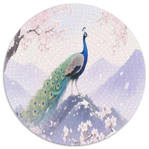 Pavo Real 1000 Teile Circular Puzzles Stressabbau-Spielzeugfür Erwachsene Kinder - Schwer, Rundes Für Erwachsene Geschenke Für Mama, 1000pcs (67.5x67.5cm) von GKWEQPQWK