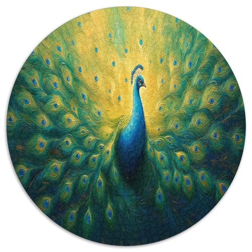 Pfauen 1000 Teile Circular Puzzles Erwachsene Und Kinder, Schwer, Verringerter Druck Rundes Für Erwachsene Geschenke Für Mama, 1000pcs (67.5x67.5cm) von GKWEQPQWK