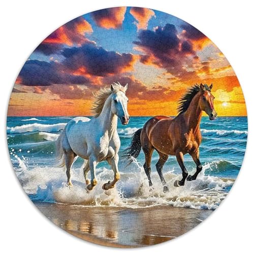 Pferd 1000 Teile Circular Puzzles Erwachsene Und Kinder, Schwer, Stressfreisetzung Spielzeug Geschenke Für Mama, 1000pcs (67.5x67.5cm) von GKWEQPQWK