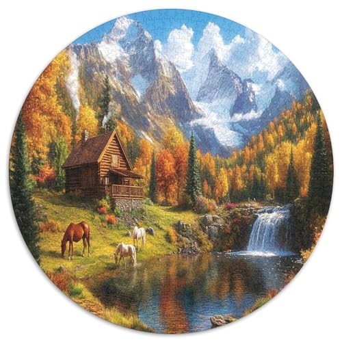 Pferd 1000 Teile Circular Puzzles Für Erwachsene Kinder - Schwer, Stressfreisetzung Spielzeug Geschenke Für Mama, 1000pcs (67.5x67.5cm) von GKWEQPQWK