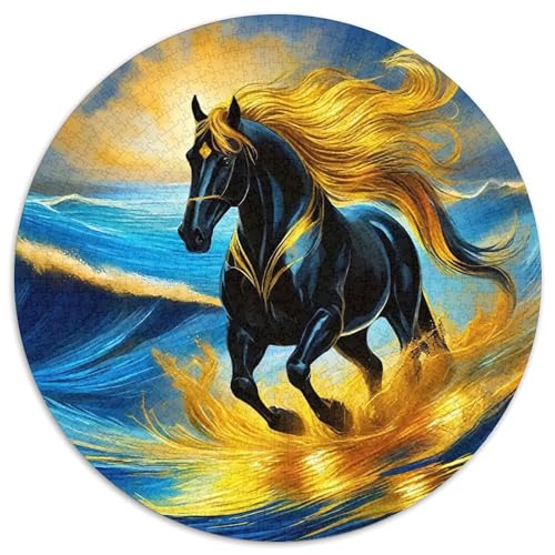 Pferd 1000 Teile Circular Puzzles Für Erwachsene Kinder - Schwer, Stressfreisetzung Spielzeug Geschenke Für Mama, 1000pcs (67.5x67.5cm) von GKWEQPQWK