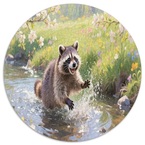 Raccoon 1000 Teile Circular Puzzles Stressabbau-Spielzeugfür Erwachsene Kinder Schwieriges Unmögliches Für Verringerter Druck Rundes Für Erwachsene Geschenke Für Mama, 1000pcs (67.5x67.5cm) von GKWEQPQWK