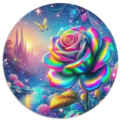 Rose 1000 Teile Circular Puzzles Stressabbau-Spielzeugfür Erwachsene Kinder Schwieriges Unmögliches Für Karton - Familienpuzzle Geschenke Für Mama, 1000pcs (67.5x67.5cm) von GKWEQPQWK