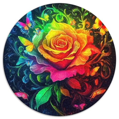 Rose 1000 Teile Runde Puzzles Puzzle für Erwachsene, Geschenk für Familie, einzigartige Form und Heimdekoration, kreatives Jugendliche und Erwachsene, 1000 Stück (67,5 x 67,5 cm) von GKWEQPQWK