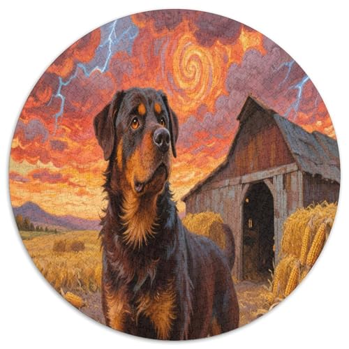 Rottweiler 1000 Teile Circular Puzzles Für Erwachsene Kinder - Schwer, Stressfreisetzung Spielzeug Geschenke Für Mama, 1000pcs (67.5x67.5cm) von GKWEQPQWK
