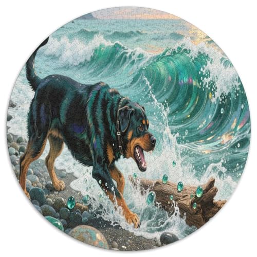 Rottweiler 1000 Teile Circular Puzzles Für Erwachsene Kinder Schwieriges Großes Pädagogisches Verringerter Druck Karton - Familien- Geschenke Für Mama, 1000pcs (67.5x67.5cm) von GKWEQPQWK