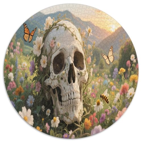 Schädel 1000 Teile Circular Puzzles Für Erwachsene Kinder - Schwer, Verringerter Druck Karton - Familien- Geschenke Für Mama, 1000pcs (67.5x67.5cm) von GKWEQPQWK
