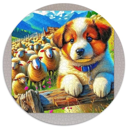 Schäferhund 1000 Teile Pet Hund Circular Puzzles Stressabbau-Spielzeugfür Erwachsene Kinder Schwieriges Großes Pädagogisches Stressfreisetzung Spielzeug Geschenke Für Mama, 1000pcs (67.5x67.5cm) von GKWEQPQWK