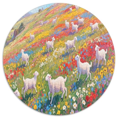 Schafe 1000 Teile Circular Puzzles Stressabbau-Spielzeugfür Erwachsene Kinder - Schwer, Verringerter Druck Rundes Für Erwachsene Geschenke Für Mama, 1000pcs (67.5x67.5cm) von GKWEQPQWK