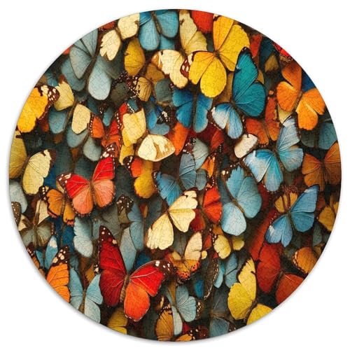 Schmetterling 1000 Teile Circular Puzzles Stressabbau-Spielzeugfür Erwachsene Kinder - Schwer, Verringerter Druck Rundes Für Erwachsene Geschenke Für Mama, 1000pcs (67.5x67.5cm) von GKWEQPQWK