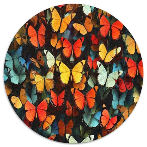 Schmetterling 1000 Teile Circular Puzzles Stressabbau-Spielzeugfür Erwachsene Kinder Schwieriges Unmögliches Für Verringerter Druck Rundes Für Erwachsene Geschenke Für Mama, 1000pcs (67.5x67.5cm) von GKWEQPQWK