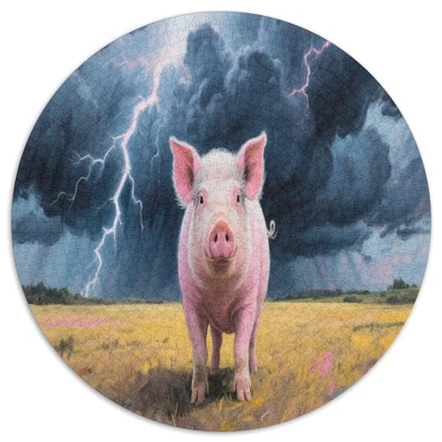 Schwein 1000 Teile Circular Puzzles Erwachsene Und Kinder, Schwieriges Großes Pädagogisches Rundes Für Erwachsene Geschenke Für Mama, 1000pcs (67.5x67.5cm) von GKWEQPQWK