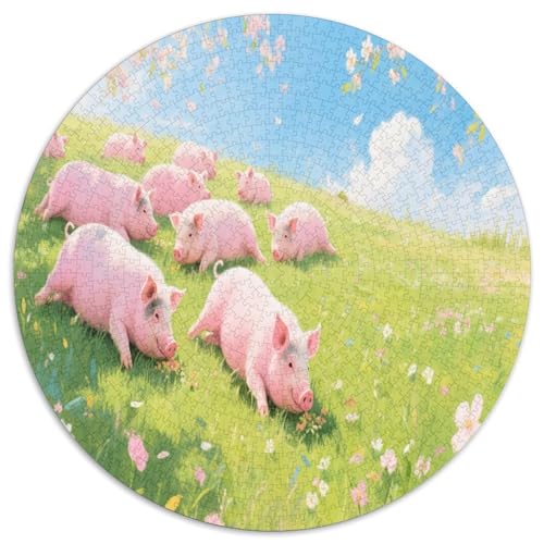 Schwein 1000 Teile Circular Puzzles Stressabbau-Spielzeugfür Erwachsene Kinder Schwieriges Unmögliches Für Verringerter Druck Rundes Für Erwachsene Geschenke Für Mama, 1000pcs (67.5x67.5cm) von GKWEQPQWK