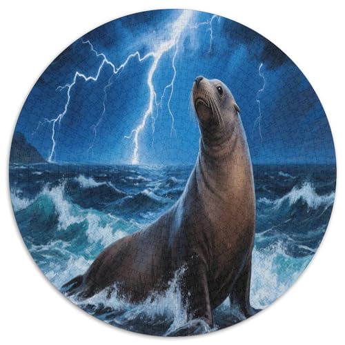 Sea Löwen 1000 Teile Circular Puzzles Stressabbau-Spielzeugfür Erwachsene Kinder - Schwer, Rundes Für Erwachsene Geschenke Für Mama, 1000pcs (67.5x67.5cm) von GKWEQPQWK