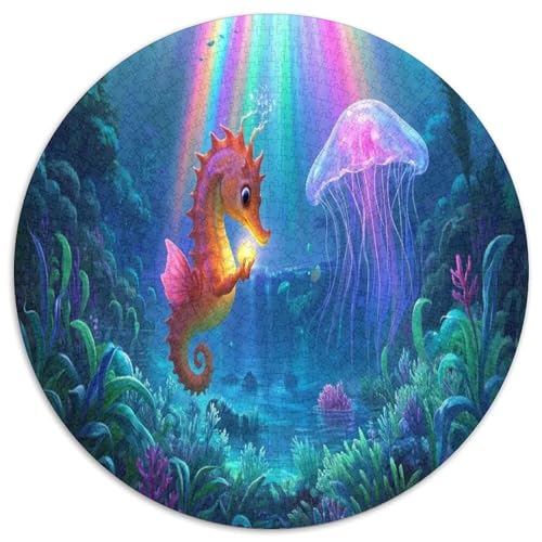 SeaPferd 1000 Teile Circular Puzzles Für Erwachsene Kinder Schwieriges Unmögliches Für Verringerter Druck Stressfreisetzung Spielzeug Geschenke Für Mama, 1000pcs (67.5x67.5cm) von GKWEQPQWK