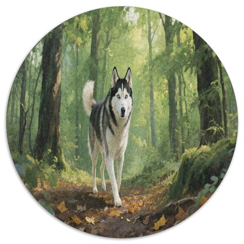 Sibirischer Husky 1000 Teile Circular Puzzles Für Erwachsene Kinder Schwieriges Unmögliches Für Rundes Für Erwachsene Geschenke Für Mama, 1000pcs (67.5x67.5cm) von GKWEQPQWK