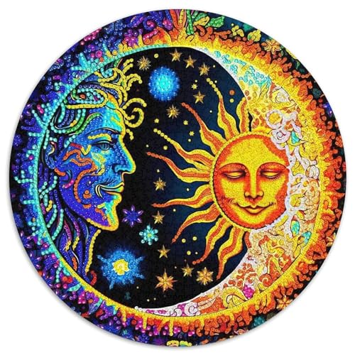 Sonne und Mond, runde Puzzles für Kinder und Erwachsene, Lernspiele, bunt, für Tier- und Heimdekoration, kreatives Jugendliche und Erwachsene, 1000 Stück (67,5 x 67,5 cm) von GKWEQPQWK