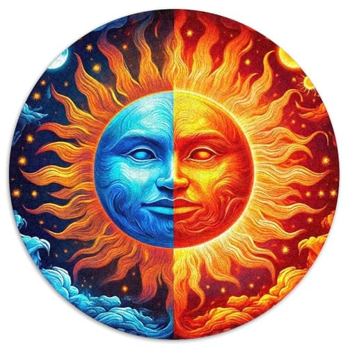 Sonne und Mond, runde Puzzles für Kinder und Erwachsene, Lernspiele, bunt für unmöglich, kreatives Jugendliche und Erwachsene, 1000 Stück (67,5 x 67,5 cm) von GKWEQPQWK