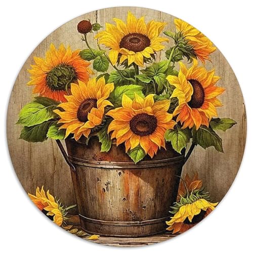Sonnenblumen 1000 Teile Circular Puzzles Erwachsene Und Kinder, Schwer, Stressfreisetzung Spielzeug Geschenke Für Mama, 1000pcs (67.5x67.5cm) von GKWEQPQWK