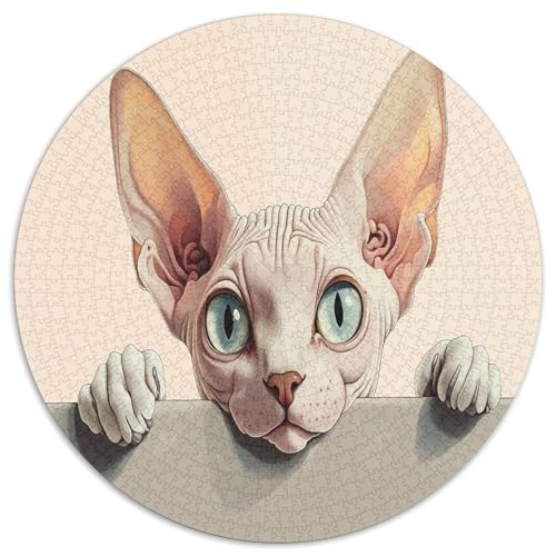 Sphinx Katze 1000 Teile Circular Puzzles Für Erwachsene Kinder Schwieriges Unmögliches Für Verringerter Druck Karton - Familien- Geschenke Für Mama, 1000pcs (67.5x67.5cm) von GKWEQPQWK