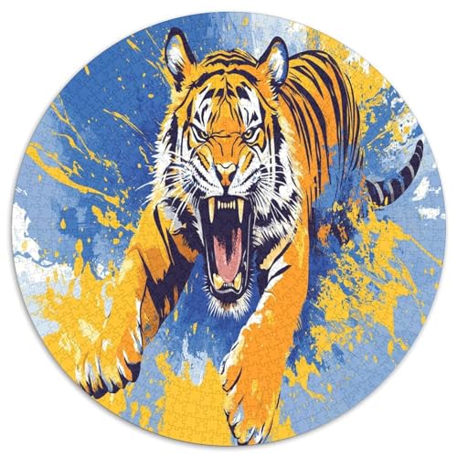 Tiger 1000 Teile Artistic Style Circular Puzzles Für Erwachsene Kinder Schwieriges Unmögliches Für Verringerter Druck Stressfreisetzung Spielzeug Geschenke Für Mama, 1000pcs (67.5x67.5cm) von GKWEQPQWK