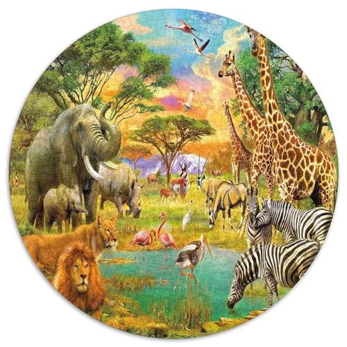 Tigers and Löwens 1000 Teile Circular Puzzles Erwachsene Und Kinder, Schwer, Verringerter Druck Rundes Für Erwachsene Geschenke Für Mama, 1000pcs (67.5x67.5cm) von GKWEQPQWK