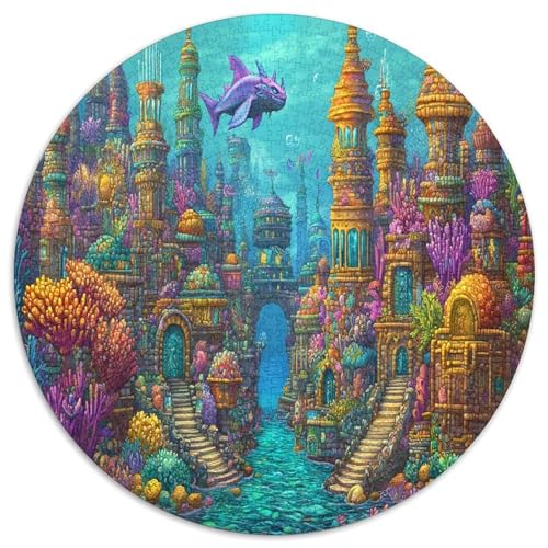 Unterwasserpalast 1000 Teile Circular Puzzles Stressabbau-Spielzeugfür Erwachsene Kinder - Schwer, Rundes Für Erwachsene Geschenke Für Mama, 1000pcs (67.5x67.5cm) von GKWEQPQWK