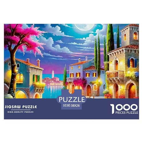 Venedig Kanäle 1000 Teile Puzzle Für Erwachsene Und Kinder Ab 12 Jahren Kreative Unterhaltung Spaß Klassisches Premium Quality Familienspiel Geschenk Für Liebhaber Oder Freunde 38x26cm/1000pcs von GKWEQPQWK
