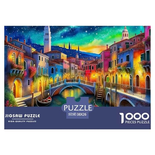 Venedig Kanäle 1000 Teilen Puzzle Für Erwachsene Und Kinder Herausforderndes Geschicklichkeitsspiel Für Die Ganze Familie Familienspiel Geschenk Für Liebhaber Oder Freunde 38x26cm/1000pcs von GKWEQPQWK