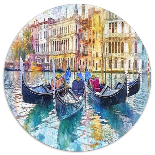 Venedig Wasserstadt 1000 Teile Circular Puzzles Erwachsene Und Kinder, Schwer, Stressfreisetzung Spielzeug Geschenke Für Mama, 1000pcs (67.5x67.5cm) von GKWEQPQWK