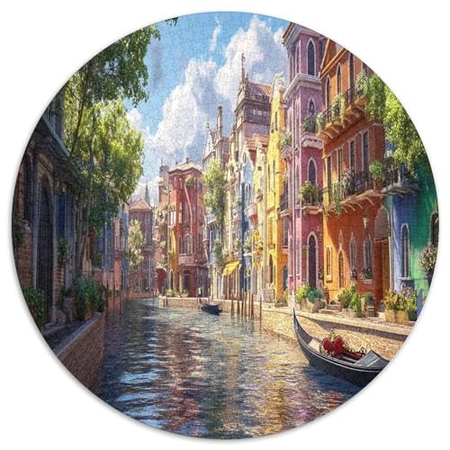 Venedig Wasserstadt 1000 Teile Circular Puzzles Erwachsene Und Kinder, Schwer, Verringerter Druck Karton - Familien- Geschenke Für Mama, 1000pcs (67.5x67.5cm) von GKWEQPQWK
