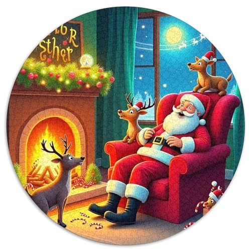 Weihnachtsmann 1000 Teile Circular Puzzles Erwachsene Und Kinder, Schwer, Stressfreisetzung Spielzeug Geschenke Für Mama, 1000pcs (67.5x67.5cm) von GKWEQPQWK