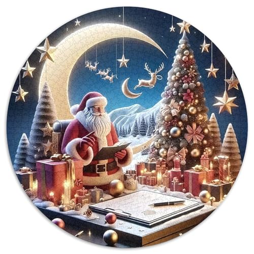 Weihnachtsmann 1000 Teile Circular Puzzles Stressabbau-Spielzeugfür Erwachsene Kinder Schwieriges Großes Pädagogisches Verringerter Druck Rundes Geschenke Für Mama, 1000pcs (67.5x67.5cm) von GKWEQPQWK